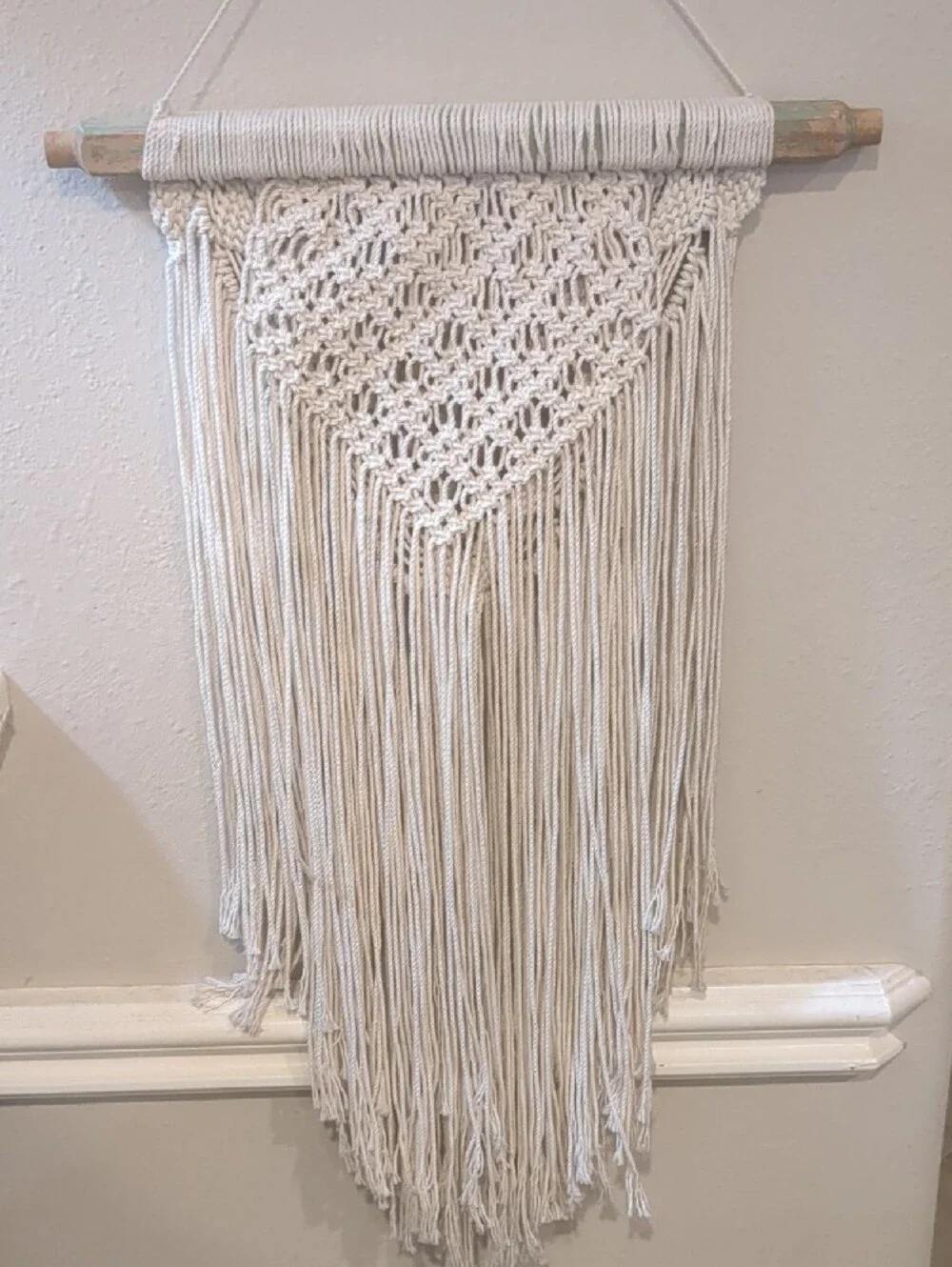 Handmade Cream Macramé Wall Hanging with Decorative Medallion